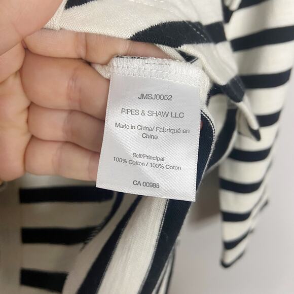 Veronica Beard Lincoln Mariner Black Cream Striped Boat Neck Top Size XS - Picture 4 of 5